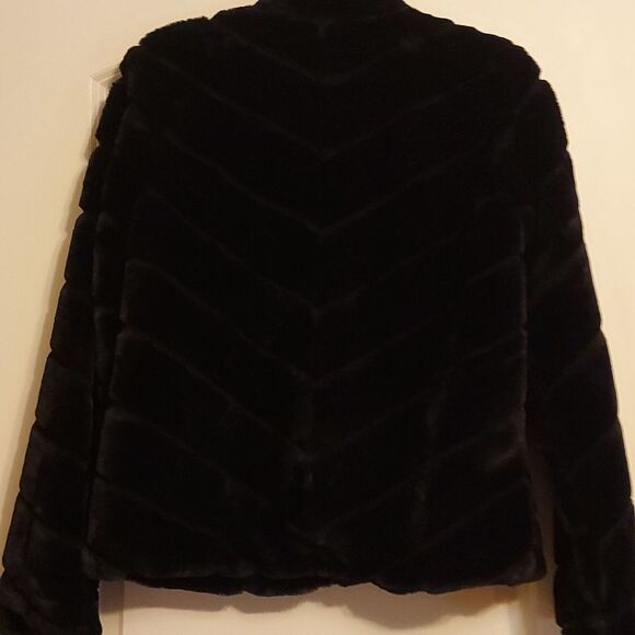 Teddy Jacket faux fur plush zippered jacket black size M - Picture 4 of 6
